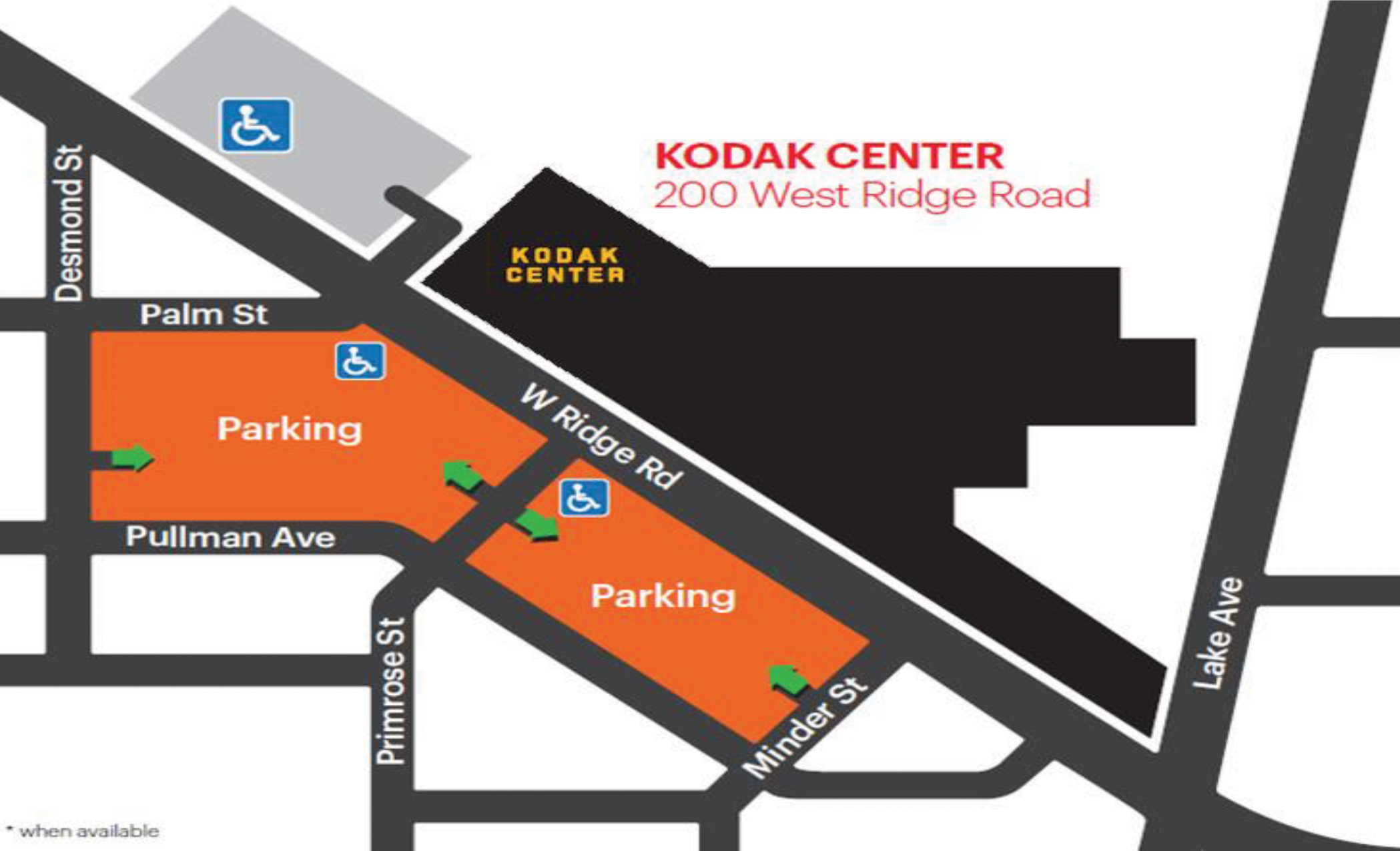 Kodak Center Parking Map